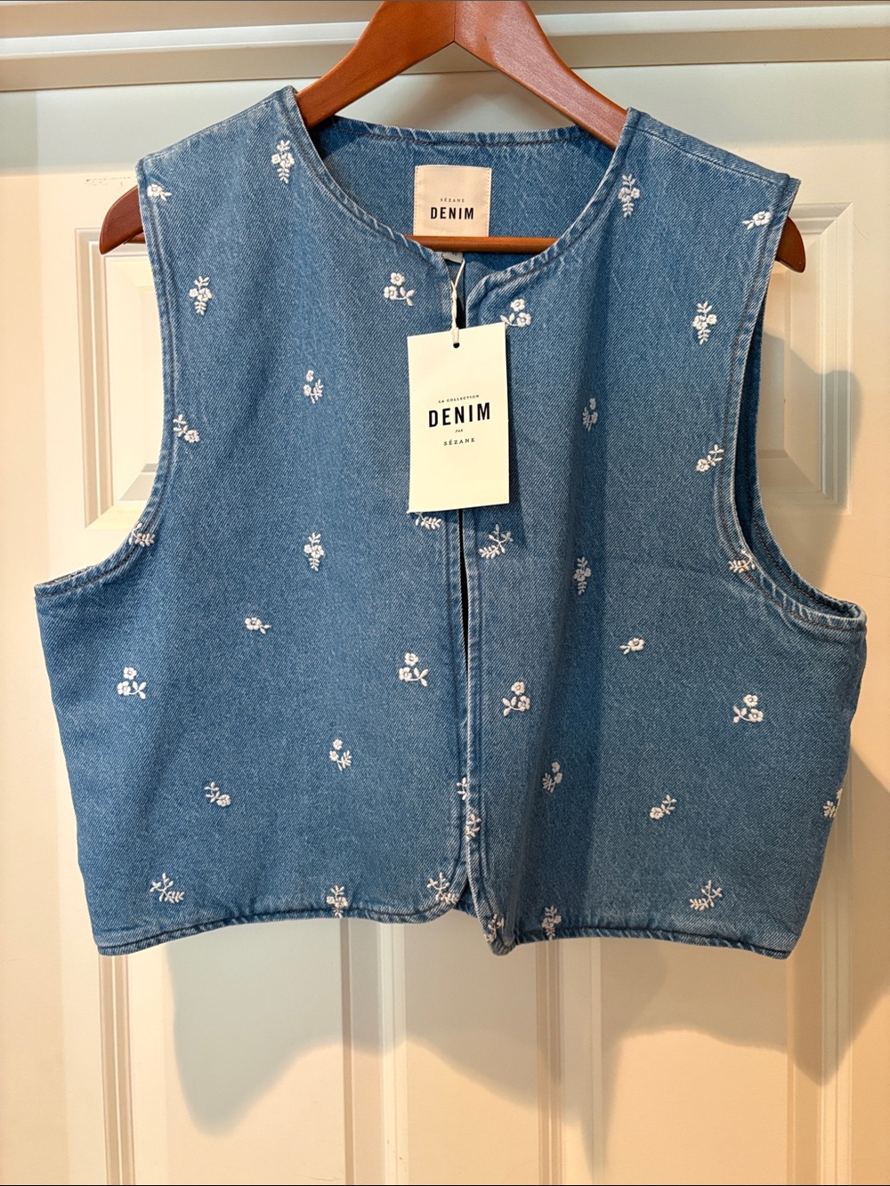 Sézane Abbyna Jacket Vest Denim NWT - Picture 1 of 7